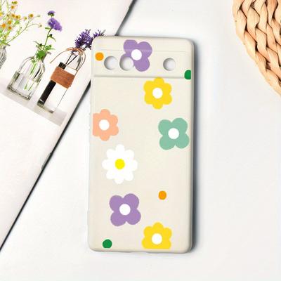 TEMU Flower Popular Pattern Liquid Silicone Anti-fall Mobile Phone Case Suitable For Google8pro/8/7pro/7a/7/6pro/6a/6 Image
