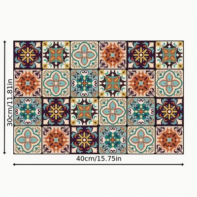 TEMU 1pc, Quick-dry Kitchen Utensil Drying Mat Coffee Pad, Bohemian Style Floral Anti-slip Countertop Absorbent Tray For Coffee Machine And Pot, Ultra- Cleaning Pad Image