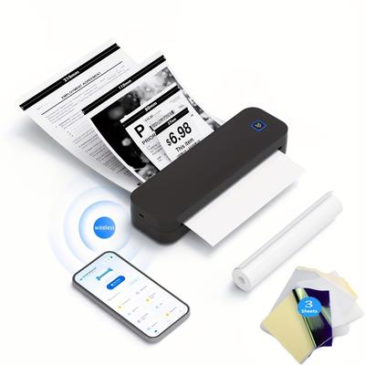 TEMU Wireless Thermal Printer - Tattoo Transfer Machine - Support A4 Thermal Paper Tattoo Transfer Paper, Compatible With Mobile Phone/pc And Laptop, Suitable For Office, Home, Study Image