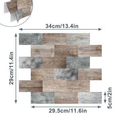 TEMU Wood Texture Wall Tiles Tile Stickers Self-adhesive Tile Stickers Kitchen Backsplash Tiles Adhesive Tiles Tile Decor Wall Plate For Bathroom Kitchen Bathroom 34. 3 X 29 Cm 10 Sheets Image