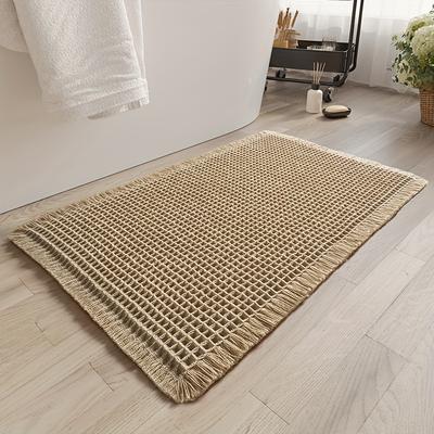 TEMU A Soft Bathroom Mat, Waffle Weave Shape, Water-absorbent And Non-slip Rug, Suitable For Home Bathroom, Bedroom, Entrance Mat, Kitchen, Toilet Image