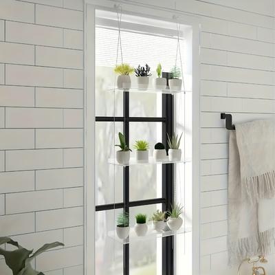 TEMU Adjustable 2/ 3 Tier Clear Acrylic Window Plant Stand - Herbs, Succulents And Flowers | Indoor Wall Display Organize Image