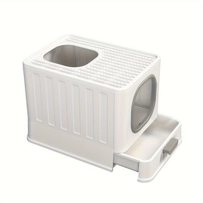 TEMU Cat Litter Box Anti-splashing Enclosed Plastic Litter Box With Handy Top Entry Drawer Type Cat Toilet Litter Box For Kittens Image