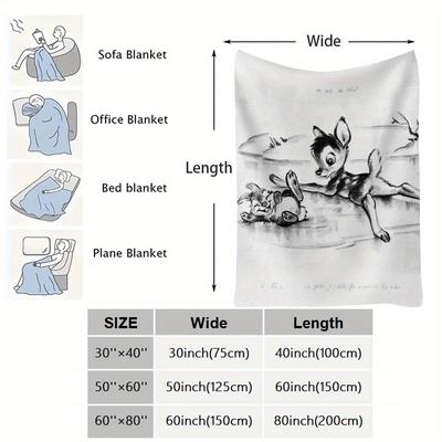 TEMU 1pc -themed Flannel Blanket Set - Soft Polyester, Warm & Decor With Deer Illustration, Living Room Or Holiday Gift, Living Room Decor | Whimsical Design | Polyester Fiber, Decor Image