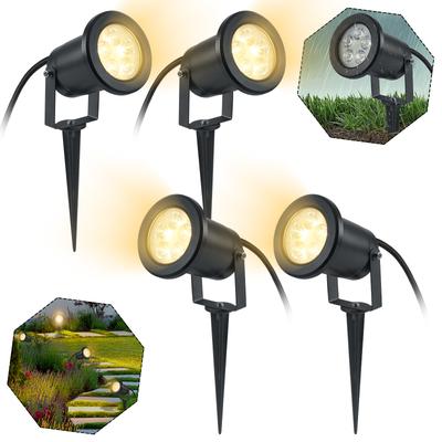 TEMU 2/4 Pack Garden Light With Ground Spike 3w Led Garden Spotlight Ip65 Garden Lamp Warm White Led Spotlight For Outdoor Garden Lawn Tree Image