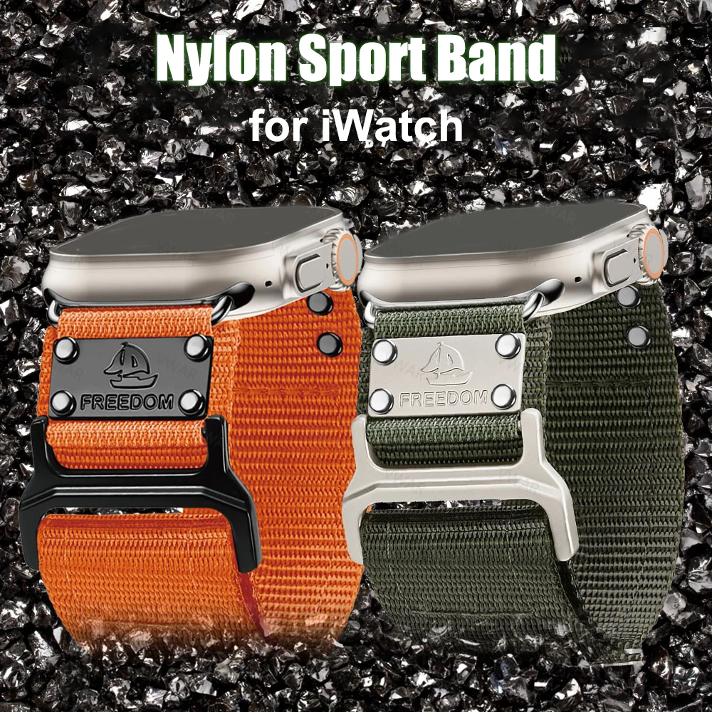 VWAR Luxus-Nylonband für Apple Watch Ultra 2/1, Serie 10, 9, 8, 7, 6 SE, robustes Sportarmband für Herren, iWatch 49 mm, 46 mm, 45 mm, 44 mm Image