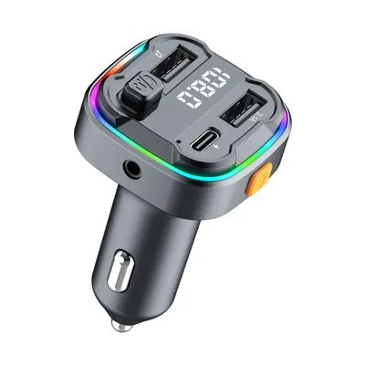 Auto Bluetooth 5.3 FM Sender Auto Radio Modulator MP3 Player Umgebungslicht Dual USB Typ C 3,1 A Schnellladegerät Adapter im Auto
