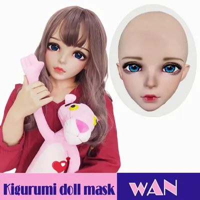 (Wan)Weibliche süße Mädchen Harz Halbkopf Kigurumi Maske mit BJD Augen und Perücke Cosplay Image