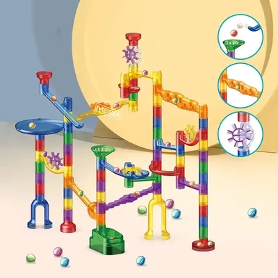 Bausteinspielzeug mit Glasmurmeln Labyrinth Spielsets Marmorschienen Wettbewerbsset Image