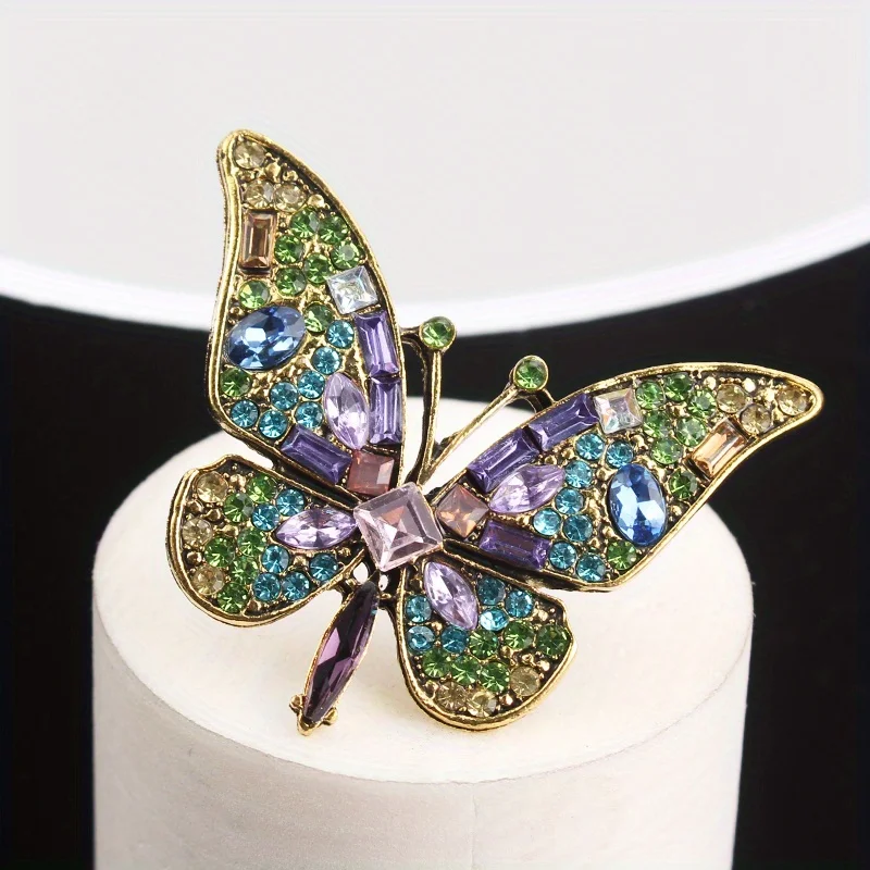 Vintage Buntglas elegante Persönlichkeit pastorale frische Schmetterlingsbrosche Image