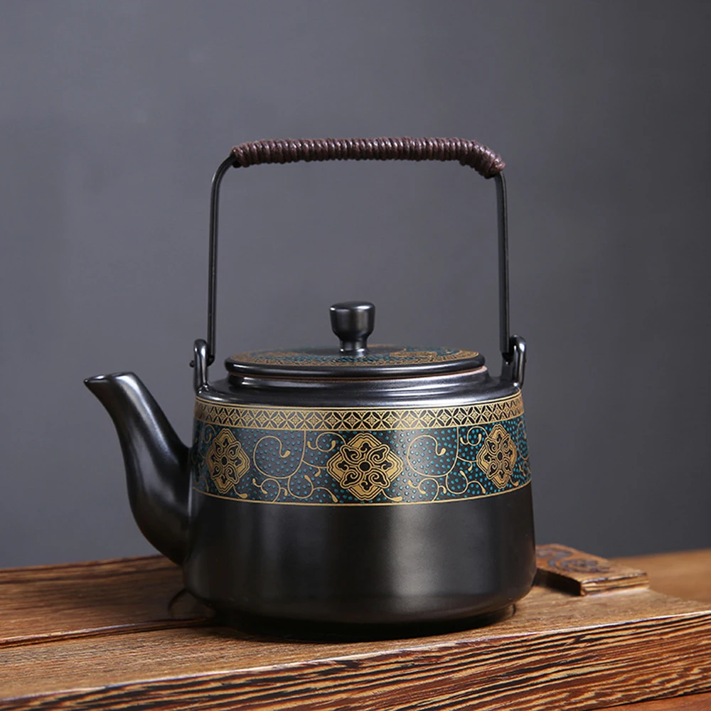 Chinese ceramic teapot, Ancient Rhyme handheld pot for brewing tea, Tea infuser, Household tea kettle, Kung Fu Tea set, 700ml