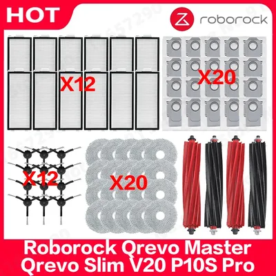 Passend für Roborock Qrevo Master, Qrevo Slim, V20, P10S Pro Teile Hauptwalze Seitenbürstenabdeckung Filter Mopp Tuch Halterung Staubbeutel Image