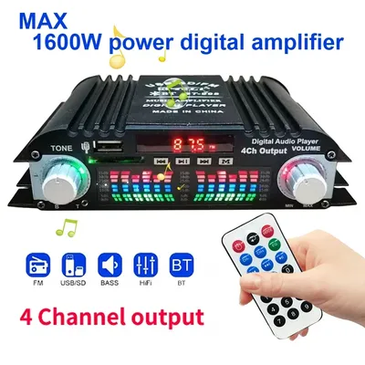 1600 W Spitzenleistung Mini HIFI Digital Stereo Amp Digital 4 Kanal Audio Verstärker FM Radio USB Image