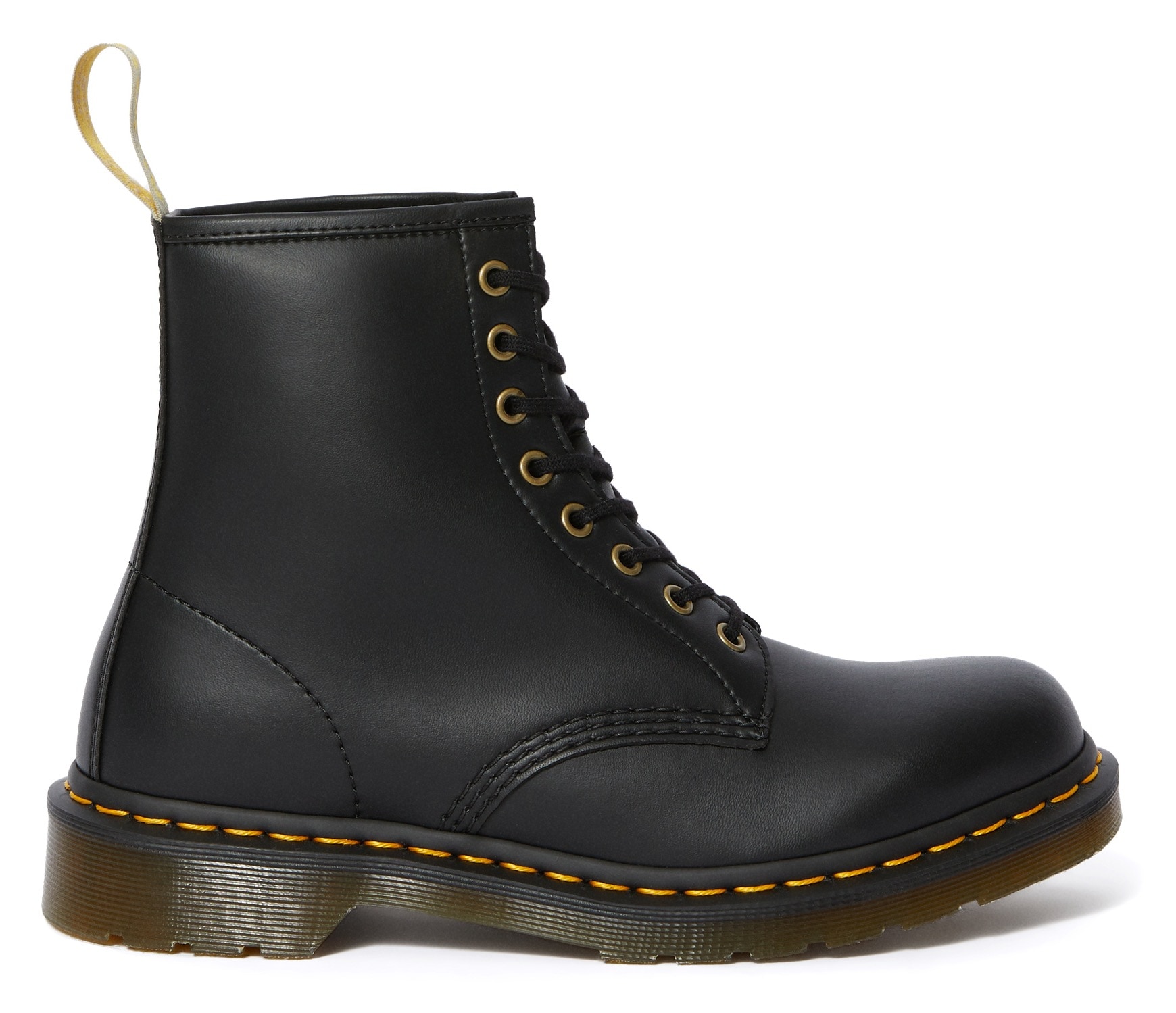 Schnürboots DR. MARTENS "1460 Vegan 8 Eye Boot", Damen, Gr. 42, schwarz, Lederimitat, Schuhe, Boots, Winterboots, Schnürboots mit Anziehlasche
