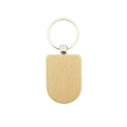 CombiCraft Schlüsselanhänger aus Holz Halb Oval 50x35 mm - pro 50 Stück - Ohne Aufdruck Image