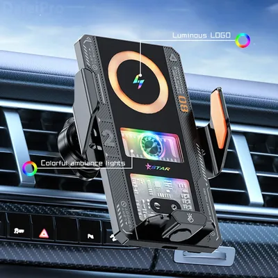 rgnae Car Smart Sensing Automatic Clamping Mounts For Samsung iPhone Xiaomi Phone Holder Wireless