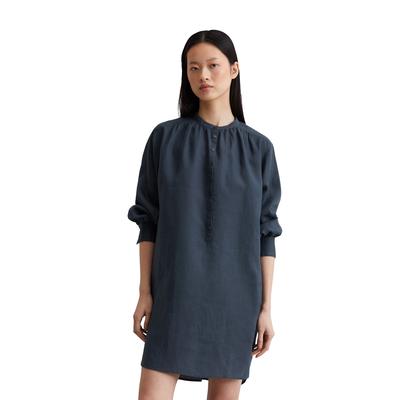 Midikleid MARC O'POLO "aus leichter Qualität", Damen, Gr. 34, Normalgrößen, muted blau, Obermaterial: 100% Leinen; Futter: 100% Nicht verfügbar, unifarben, straight fit knielang, Langarm Manschette, Kleider Image