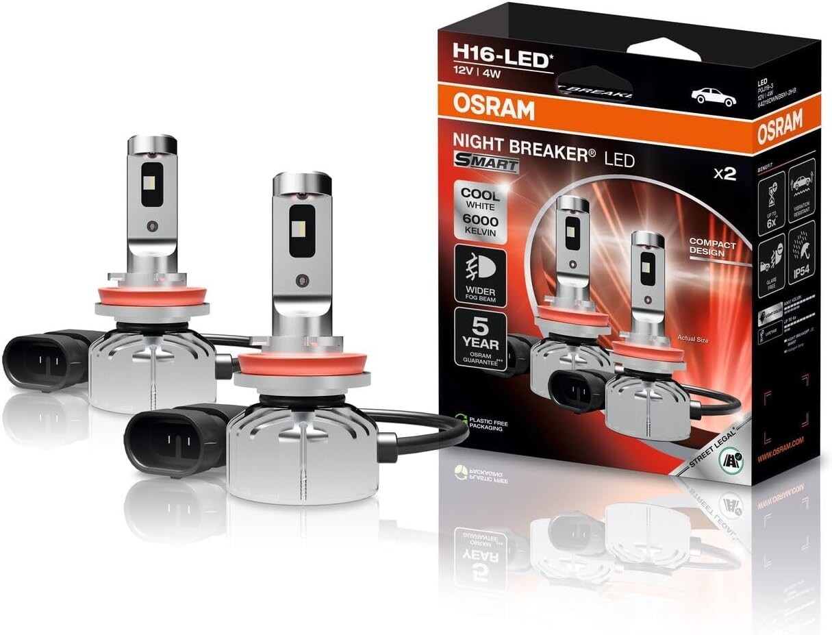 OSRAM NIGHT BREAKER® LED SMART H16 64219DWNBSM-2HB Glühlampe, Nebelscheinwerfer,Glühlampe, Tagfahrleuchte,Glühlampe, Abbiegescheinwerfer 12V Image