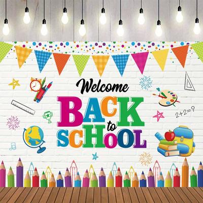 TEMU 1pc, First Day Of School Backdrop - 5x3ft Welcome Back Bulletin Board For Classroom Decorations Image