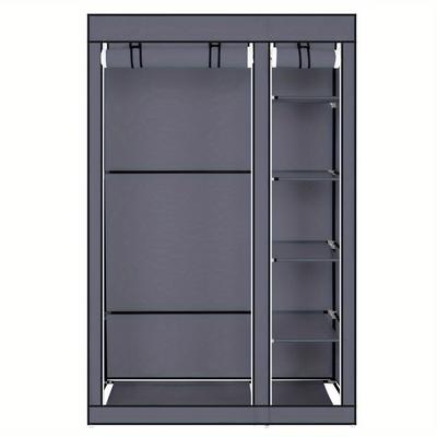 "TEMU Sunroad 67" Portable Clothes Closet With Non-woven Fabric And Hanging Rod To Gray" Image
