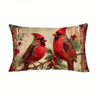 TEMU 1pc, Vintage Christmas Throw Pillow Cover, 11.8x19.7in/17.7x17.7in, Handwash Only, Zippered, Polyester, Farmhouse Winter Holiday Decor For Couch Sofa, Living Room, Bedroom, No Insert Image