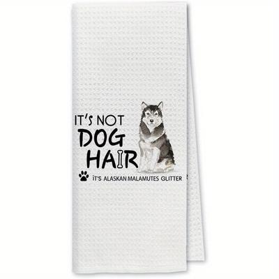 TEMU 1pc Modern Woven Polyester Kitchen Towel, Super Soft, Machine Washable, Cartoon Malamute Design, Absorbent Dish Cloth, Decorative Tea Towel, 18x26 Inches, For Cute Dog Theme Image