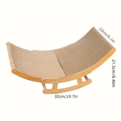 TEMU 1pc Rocking Cat Bed, Cat Sofa, Corrugated Paper Cat Scratch Board, Large Wooden Cat Bed Image