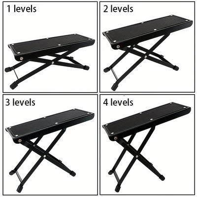 TEMU Proguitarist's - Adjustable 4-level Pedal With Foldable Design, Ergonomic Footrest, And Construction For Playing Image
