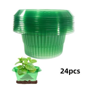 TEMU 24- Plastic Slug & Snail Collars, Thickened Round Plant Protectors, Indoor/outdoor Gardening Covers For Pest Control, No Electricity Or Battery Needed Image