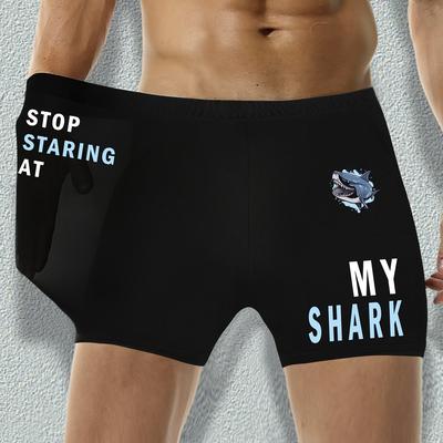 TEMU Stop Gawking At My Shark Men's Swim Trunks, Lightweight, Breathable, Soft, And Comfortable Four-corner Beach Shorts. Image