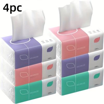 TEMU 2/4/ Of -ply Tissue Paper - 240 Sheets Per Pack, Recyclable, Suitable For Face, Toilet And Napkins, Durable And Absorbent, Suitable For Home, Dormitory, Office And Outdoor, For Family Image