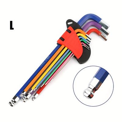 TEMU 1 Set Allen Wrench Set, Cr- End Allen Key Set 1.5-10mm, L Key Set For Bike Repair, Furniture Assembly, Motorcycle Maintenance Image