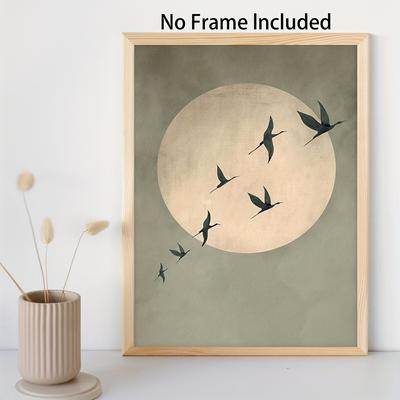 TEMU A Sage Green Japanese Art Print Featuring , Abstract , Living Room Decor. This Large Wall Art Is Suitable For Home Decoration In Living Rooms, Bedrooms, Cafes, And Offices, And Unframed. Image
