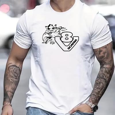 TEMU 1pc Poasod Men's Cotton T-shirt- Casual Round Neck Short Sleeve Tee With Funny '' Print, Regular Fit For Summer Image