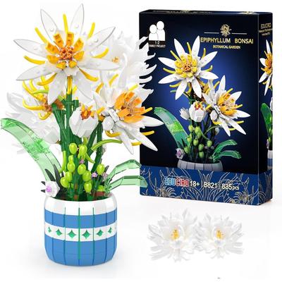 TEMU 582pcs Phalaenopsis Bonsai Building Blocks Artificial Plant Diy Decoration Living Room Bedroom Office Image