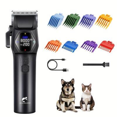 TEMU 1pc Dog Grooming Tools Electric Clipper Dog Grooming Clippers Rechargeable Pet Hair Trimmer With Digital Display Function Suitable For Small, Medium And Large Pets. Image