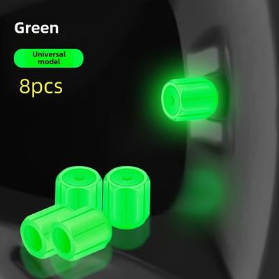 TEMU Luminous Tire Valve Stem Caps - 8pcs Universal -the-dark Wheel Valve Covers For Bikes Motorcycles Cars - Durable Dust-proof Leak-proof Plastic Construction With Visibility And Safety Image