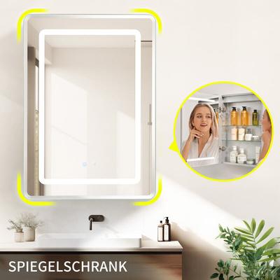 Ubeegol - Spiegelschrank Bad mit Beleuchtung 50x70x14 cm, Voll-Aluminiumschrank, Touch-Dimmer Image