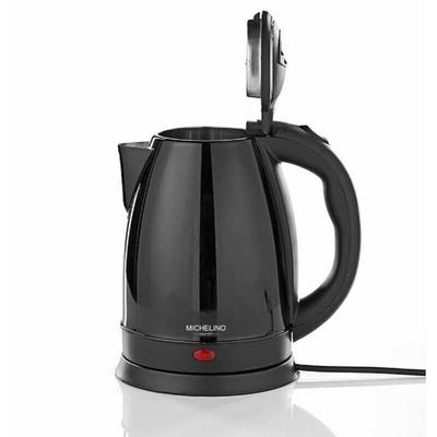 Michelino - Stilvoller Teekocher Wasserkocher aus Edelstahl 1800 w 1,8 Liter Schwarz