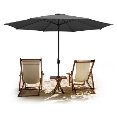TolleTour Sonnenschirm 350 cm Strandschirm Marktschirm Gartenschirm Terrassenschirm Rund UV30+, Grau Image