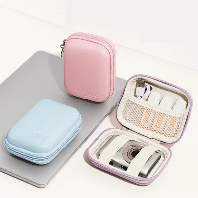 PU Leather Hard Shell Digital Camera Case Small Travel Cameras Storage Holder for Accessories SD Card