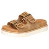 Pantolette MUSTANG SHOES, Damen, Gr. 41, braun (hellbraun), Velourslederimitat, Flechtoptik, modisch, Schuhe, Sandale, Plateausandale, Pool Slides mit komfortablem Tieffußbett