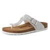 Zehentrenner TAMARIS "CORRA", Damen, Gr. 39, silber (silberfarben), Lederimitat, metallic, sportlich, Schuhe, Sommerschuh, Schlappen mit angenehmen Zehensteg