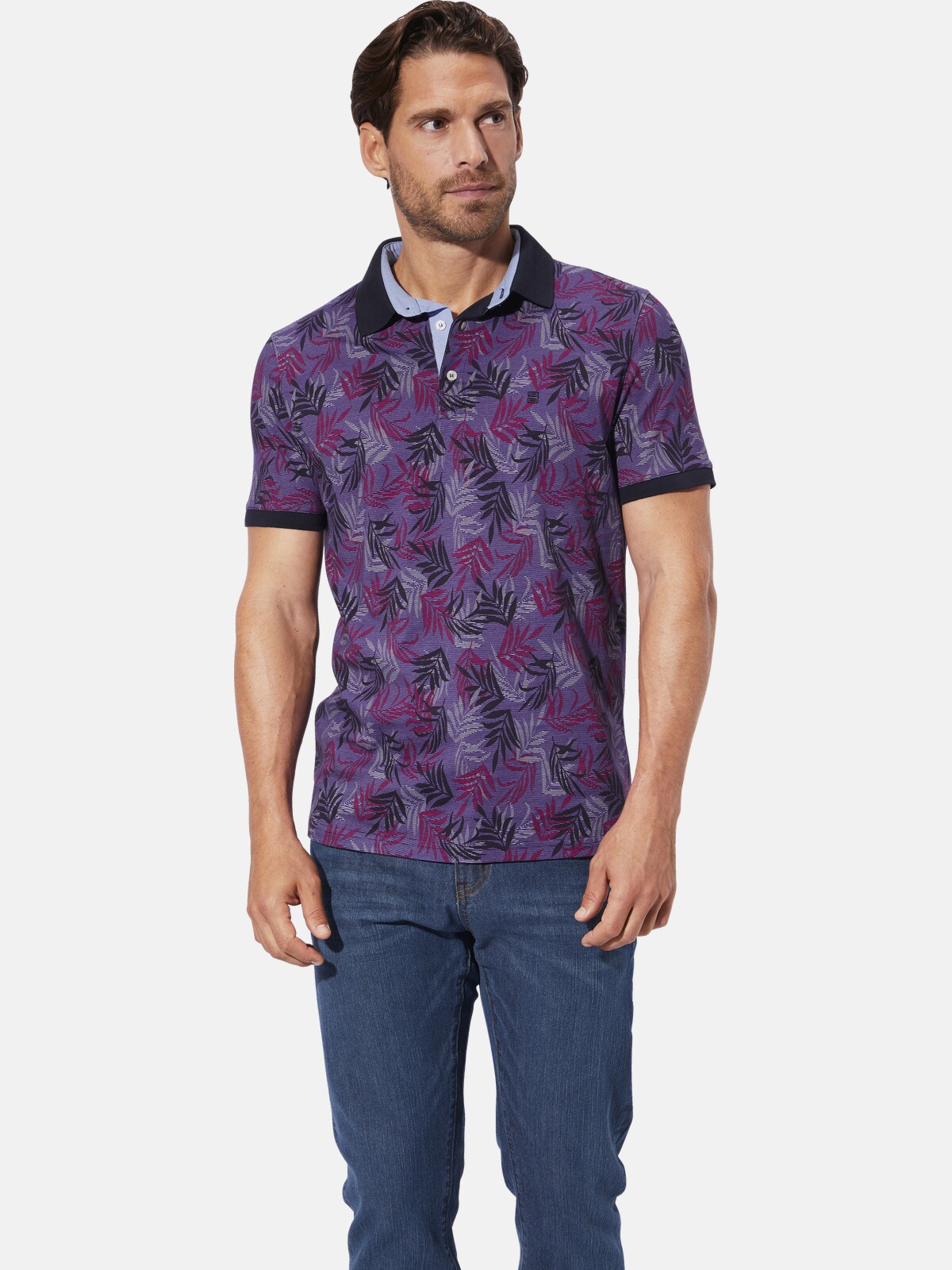 Poloshirt BABISTA "Poloshirt GARLEN", Herren, Gr. M, lila (lila gemustert), Obermaterial: 100% Baumwolle CO., Shirts