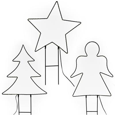 Dekolicht NOOR LIVING "LED Weihnachtsdeko aus Metall, zum Stecken", schwarz, Lampen, Gartenstecker im 3er Set (bestehend aus Engel, Stern und Baum) Image