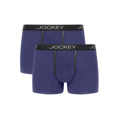 Trunk JOCKEY "CHAFE PROOF POUCH TRUNK", Herren, Gr. XXXL, blau (midnight sail), Microfaser, Obermaterial: 94% Modal, 6% Elasthan, unifarben, körpernah, Unterhosen, Mittlere Bundhöhe, Logobund