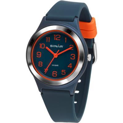 Quarzuhr SINAR, blau (blau, orange), Armbanduhren, Damen, Armbanduhr, Damenuhr,Jugendliche, Silikonarmband, bis 10 bar wasserd. Image