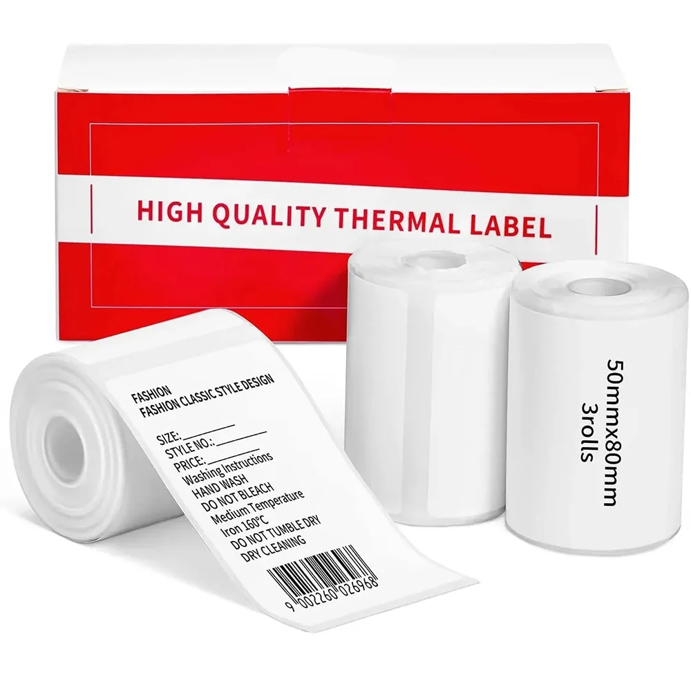 Kompatibel mit dem tragbaren Etikettendrucker Phomemo M110/M200 mit selbstklebendem Papier, quadratischem Barcode-Aufkleber für kommerzielle Etiketten 50 x 80 Image