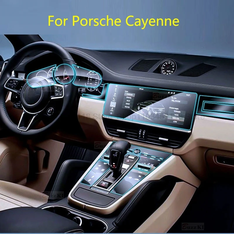 TPU-Schutzfolie für Porsche Cayenne Panamera Coupe 2019–2023, Auto-Innenraum-Mittelkonsole, GPS-Instrument, Getriebe, kratzfest Image