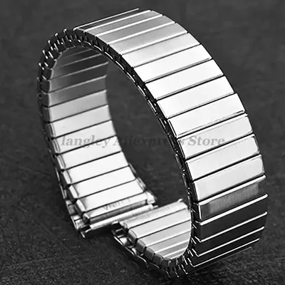 18mm Edelstahl Armband Stretch Expansion Versenkbare Männer Metall Elastische Armband Uhr Zubehör Image